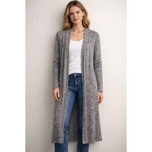 Velvet by Graham & Spencer Anthropologie Gray Duster Cardigan Womens L Long